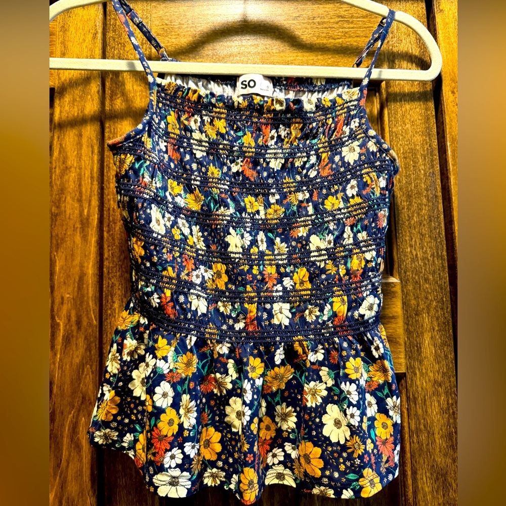 Small SO flower print tank top juniors